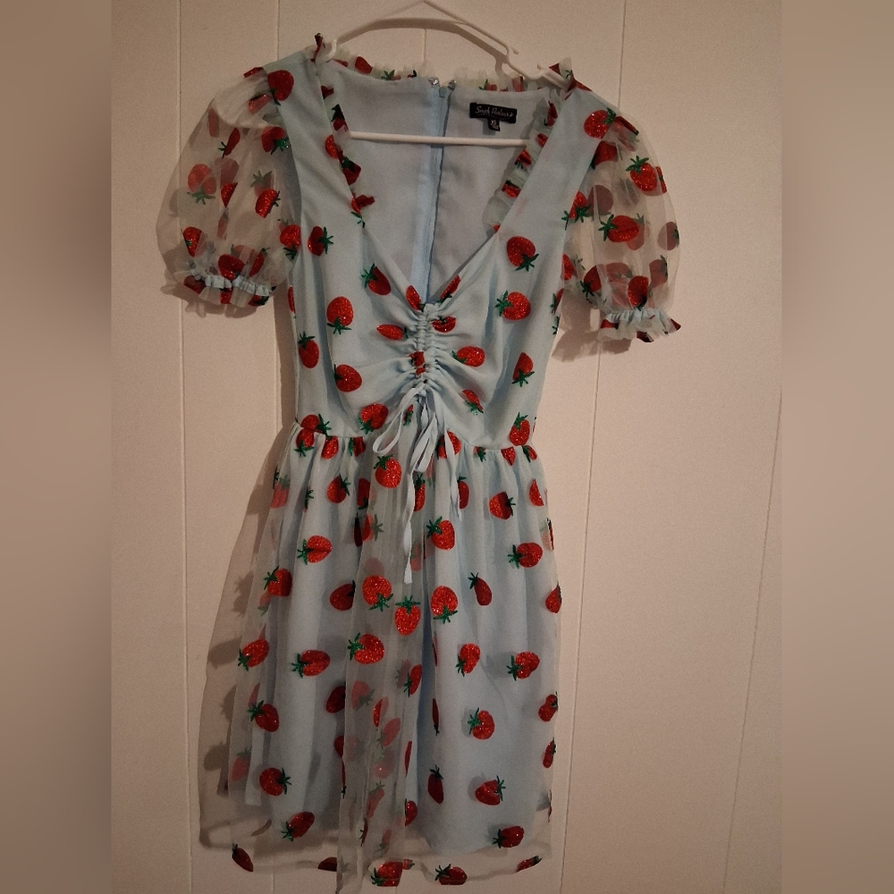 Smak Parlour Glitter Strawberry Print Dress